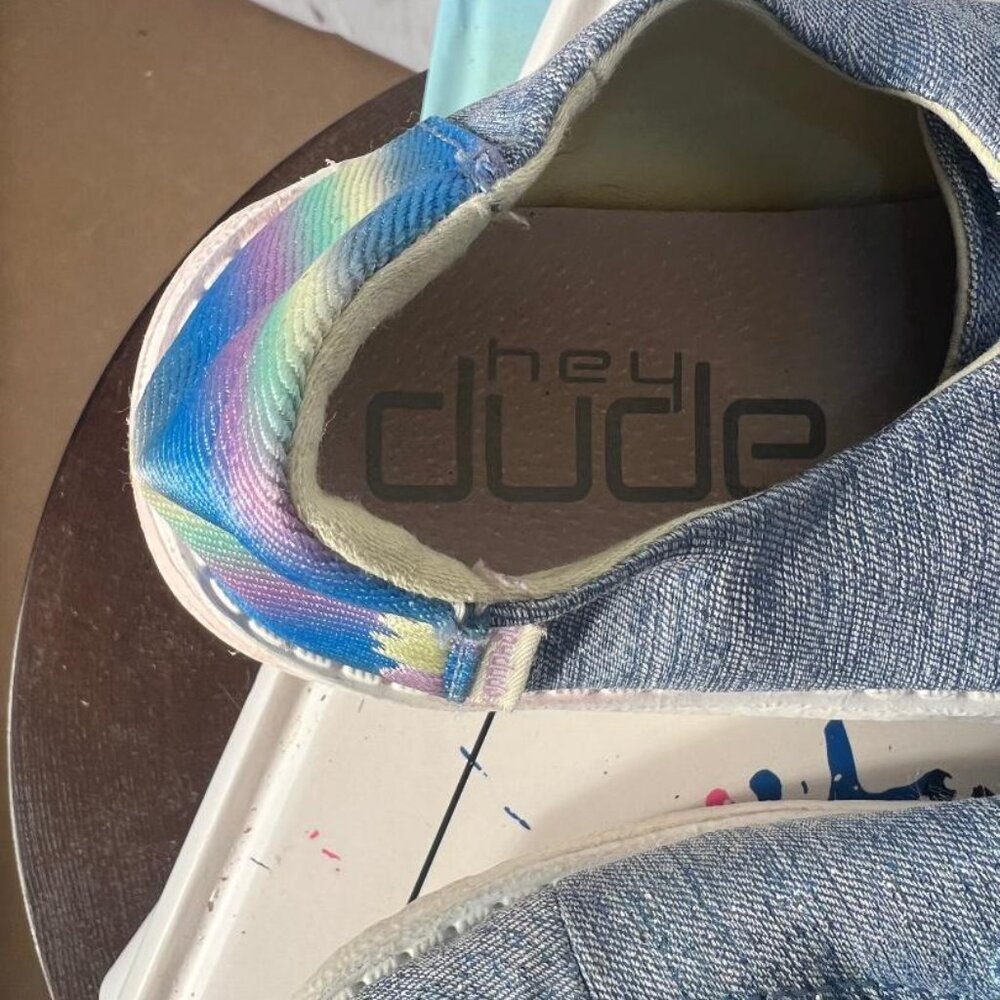 Hey Dude Wendy Youth Sparkle Denim - Size 13 - Picture 8 of 10